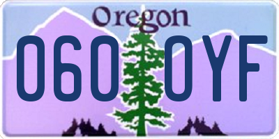 OR license plate 060OYF