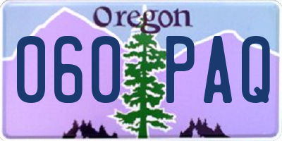 OR license plate 060PAQ