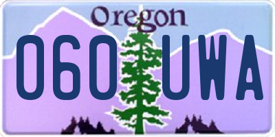 OR license plate 060UWA