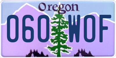 OR license plate 060WOF