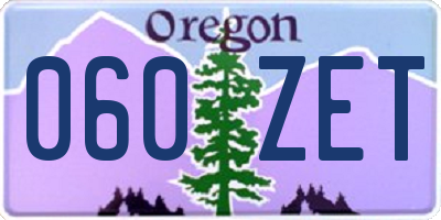 OR license plate 060ZET