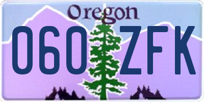 OR license plate 060ZFK