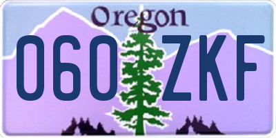 OR license plate 060ZKF