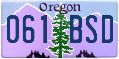OR license plate 061BSD