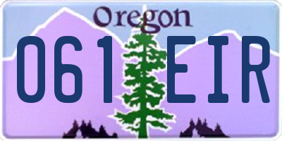 OR license plate 061EIR