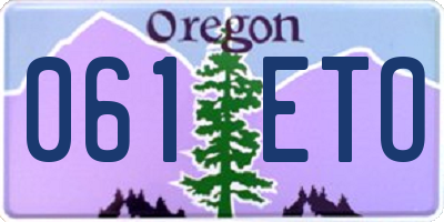 OR license plate 061ETO