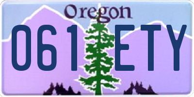 OR license plate 061ETY