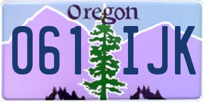 OR license plate 061IJK
