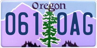 OR license plate 061OAG