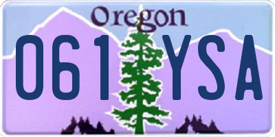 OR license plate 061YSA