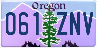 OR license plate 061ZNV
