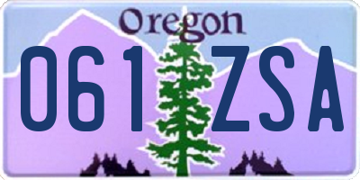OR license plate 061ZSA