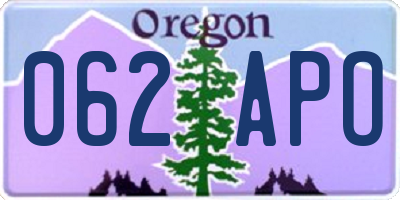 OR license plate 062APO