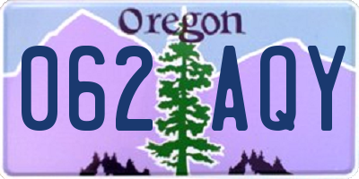 OR license plate 062AQY