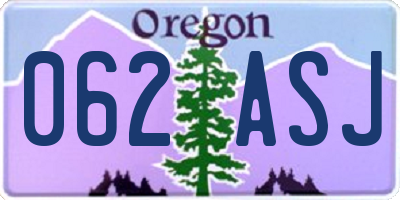 OR license plate 062ASJ