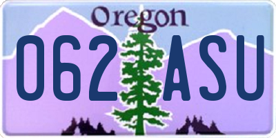 OR license plate 062ASU