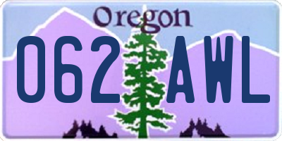 OR license plate 062AWL