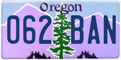 OR license plate 062BAN