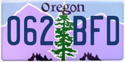 OR license plate 062BFD