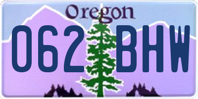 OR license plate 062BHW