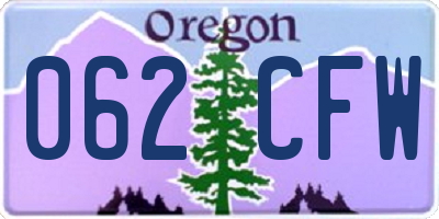 OR license plate 062CFW