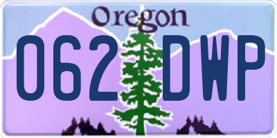 OR license plate 062DWP
