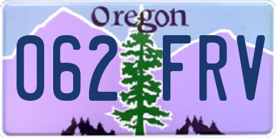 OR license plate 062FRV