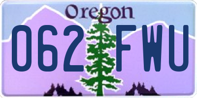 OR license plate 062FWU