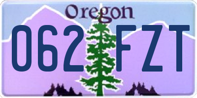 OR license plate 062FZT