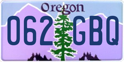 OR license plate 062GBQ