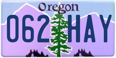 OR license plate 062HAY