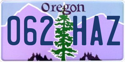 OR license plate 062HAZ
