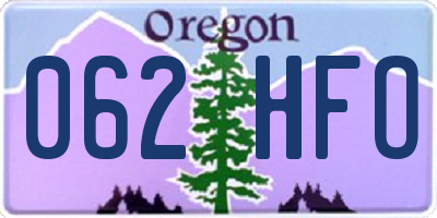 OR license plate 062HFO