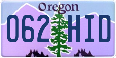 OR license plate 062HID