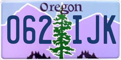 OR license plate 062IJK