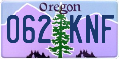 OR license plate 062KNF