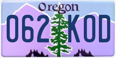 OR license plate 062KOD