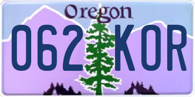 OR license plate 062KOR