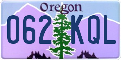 OR license plate 062KQL