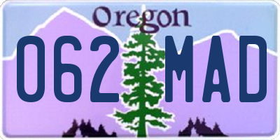 OR license plate 062MAD