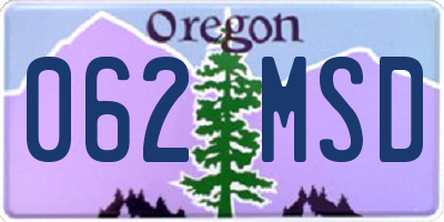 OR license plate 062MSD