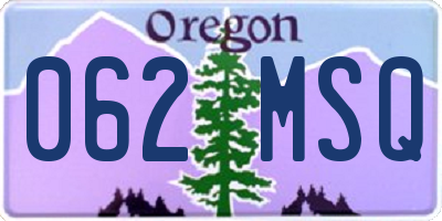 OR license plate 062MSQ