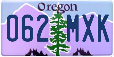 OR license plate 062MXK