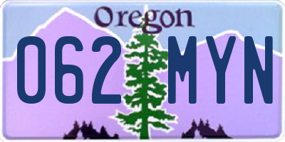 OR license plate 062MYN