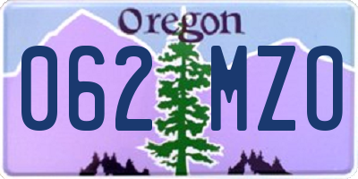 OR license plate 062MZO
