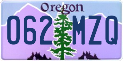 OR license plate 062MZQ