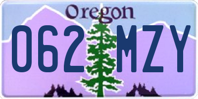OR license plate 062MZY