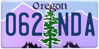 OR license plate 062NDA