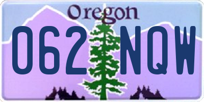 OR license plate 062NQW