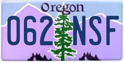 OR license plate 062NSF